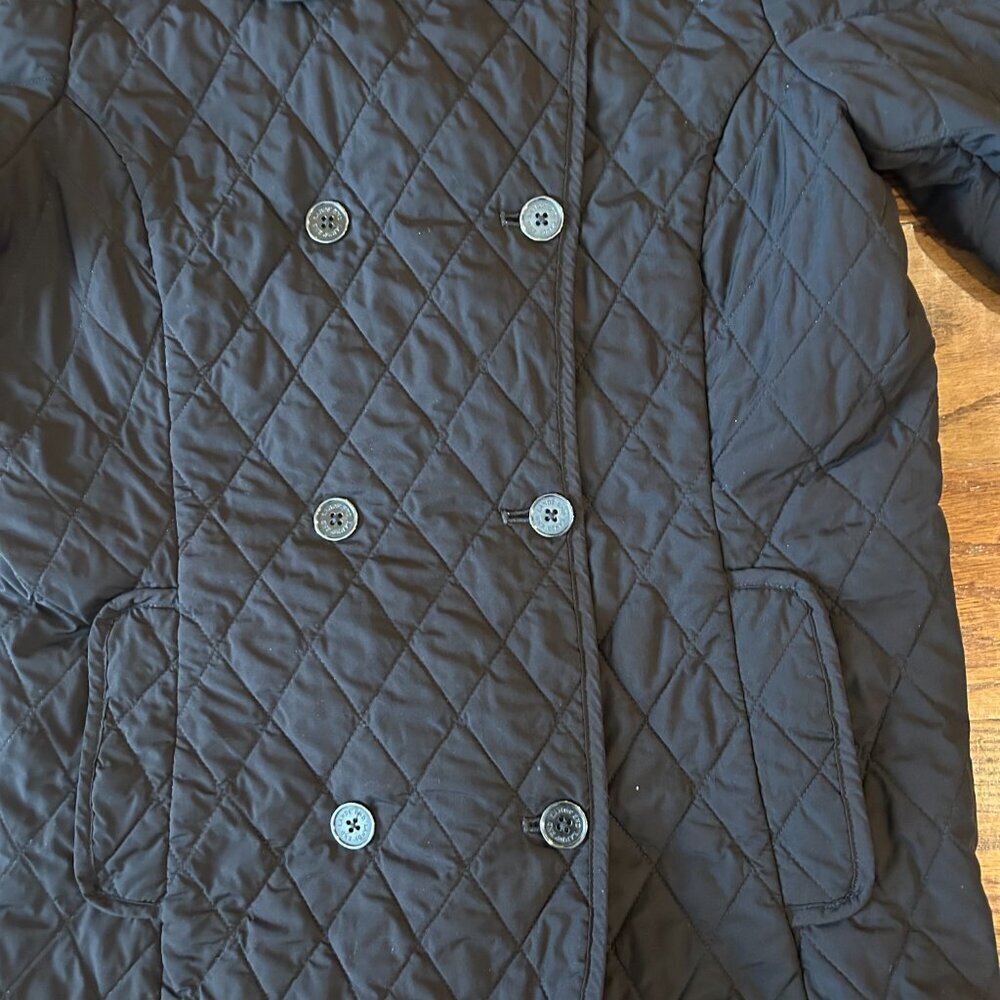 Lands End Double Breasted Diamond Quilted Pea Coat Lightweight Size Medium - Picture 4 of 11